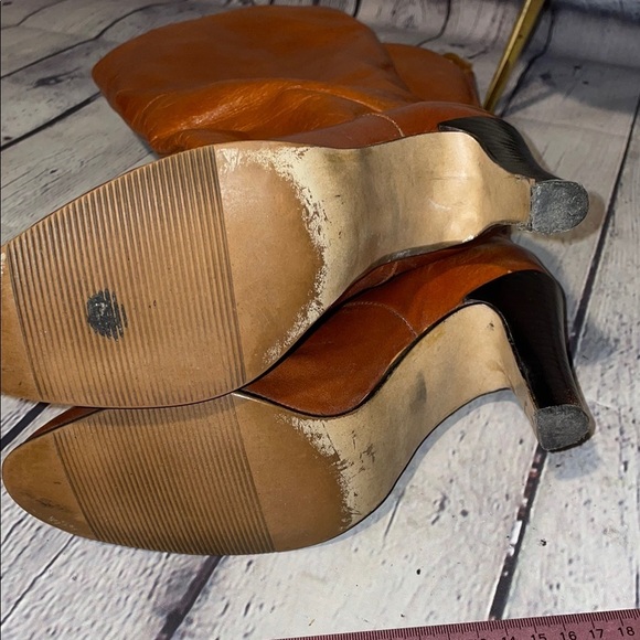 Vintage 70’s British Tan Brown Leather Knee-High Boots Sz 6 - Picture 6 of 6
